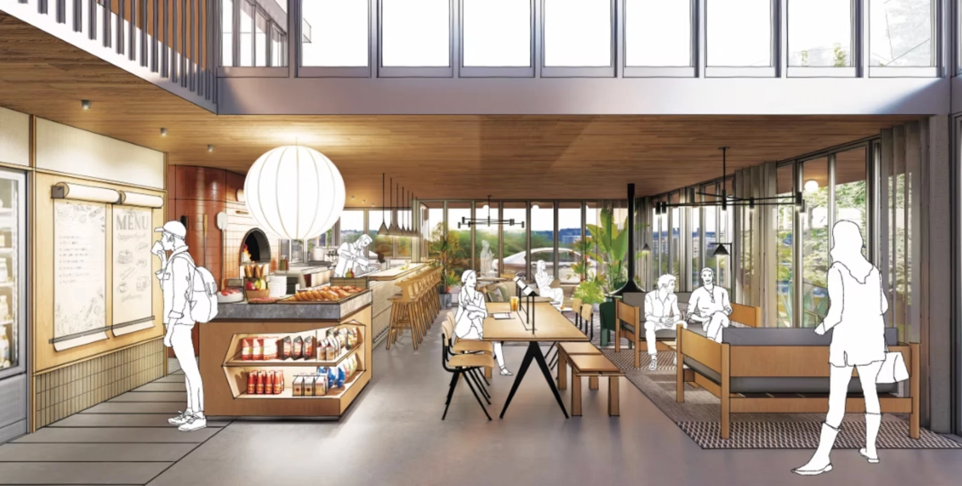 Bamboo hotel lobby, café, and lounge